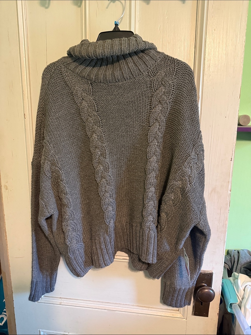 Calvin Klein Jeans Gray Cable Turtleneck Sweater